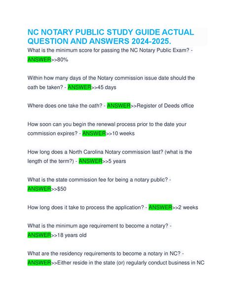 Nc Notary Study Guide