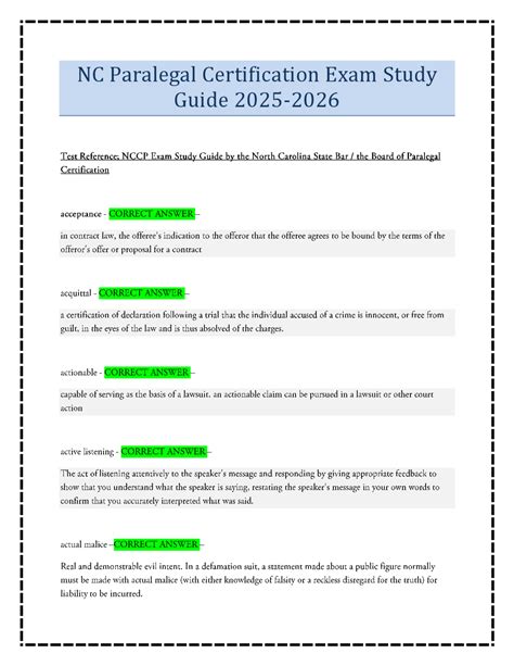 Nc Paralegal Certification Study Guide