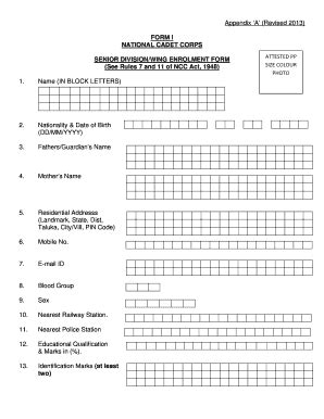 Ncc Form Pdf