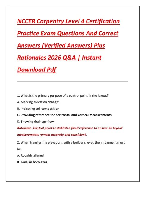 nccer carpentry practice test v4
