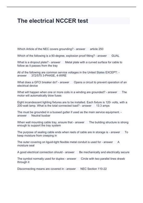 Nccer Test Answers Electrical