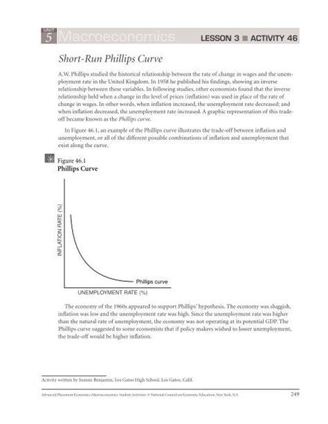 ncee activity macroeconomics 46 phillips curve