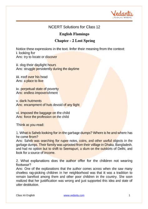 ncert class 12 flamingo answer