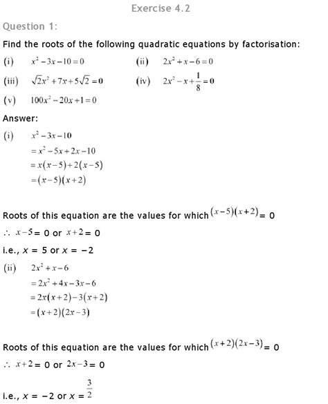 Full Download Ncert Maths Class 10 Solutions Quadratic Equations File Type Pdf 