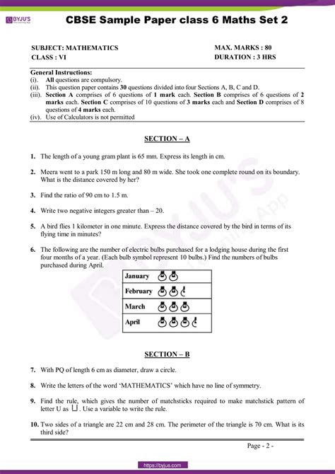 Read Ncert Maths Question Paper Class 6 
