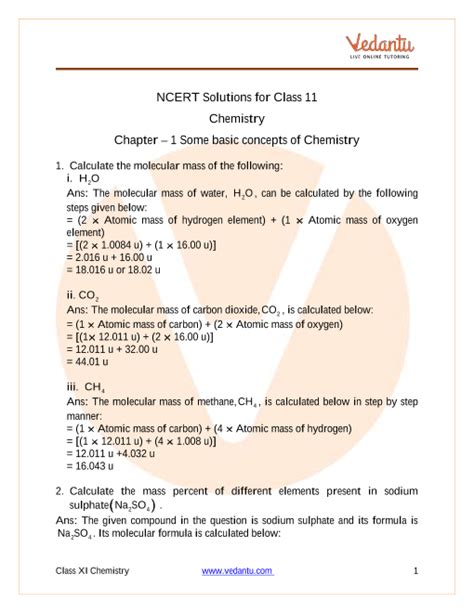Read Online Ncert Solutions For Class 11 Chemistry Chapter 1 