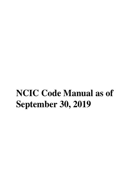 Ncic Code Manual
