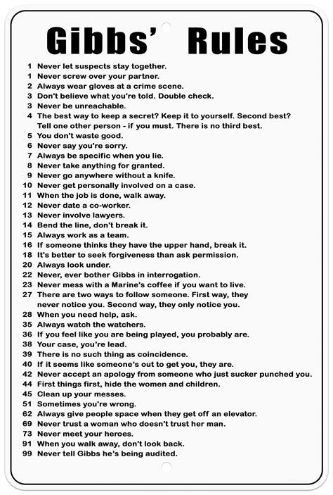 Ncis Gibbs Rules List