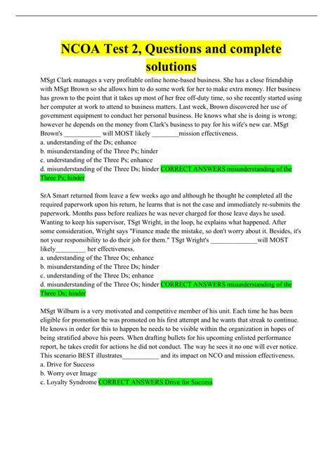 Ncoa Summative Test