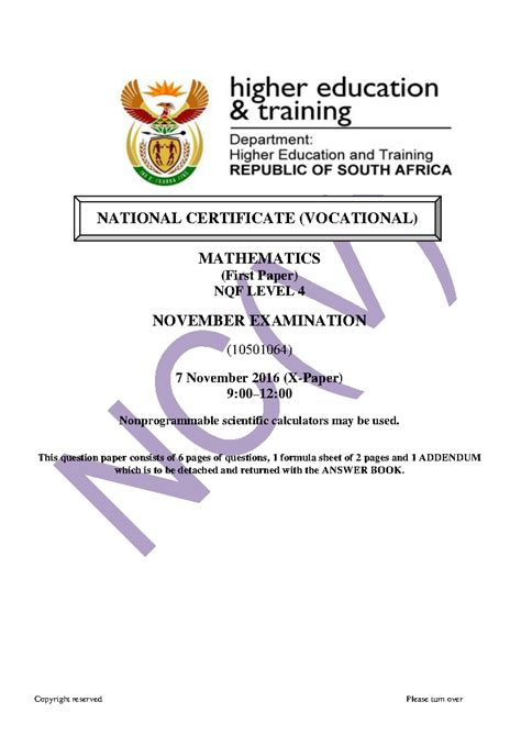 Ncv Examination Paper Mathematics