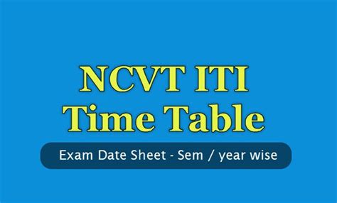 Ncvt Iti Time Table 2018 Mis Exam Admit Card Finapp