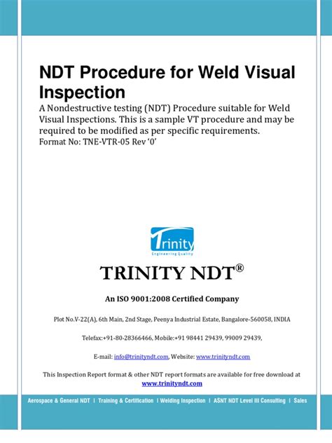 Ndt Procedure For Weld Visual Inspection