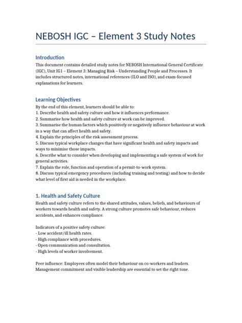 Nebosh Igc Notes