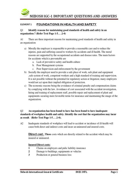 Read Online Nebosh Igc1 Questions And Answers 