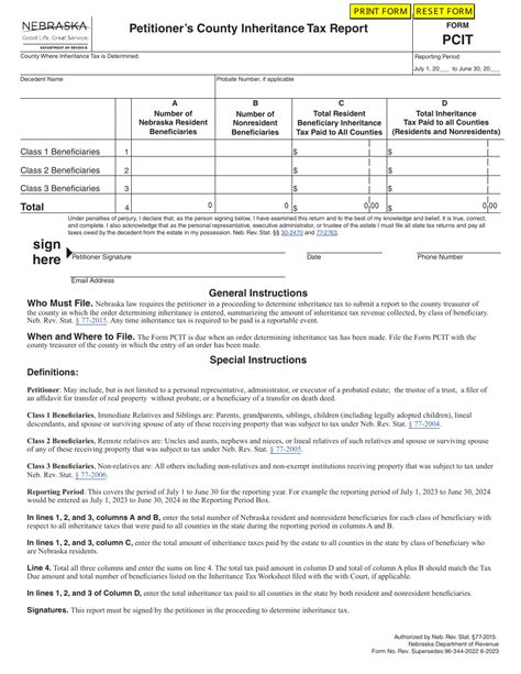 nebraska inheritance tax forms