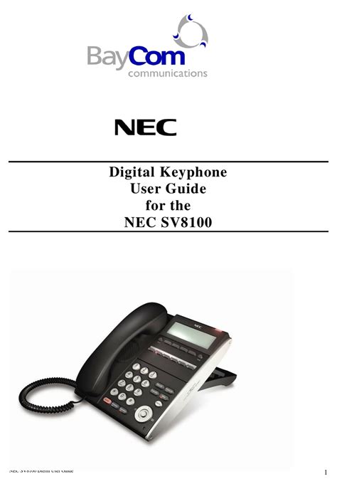 nec sv8100 phone user guide