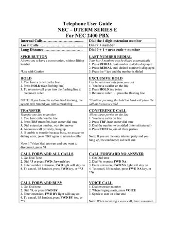 Read Nec Dterm Series E User Guide 