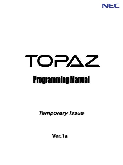 Read Nec Topaz Programming Manual 