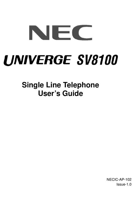 Full Download Nec Univerge Sv8100 User Guide 