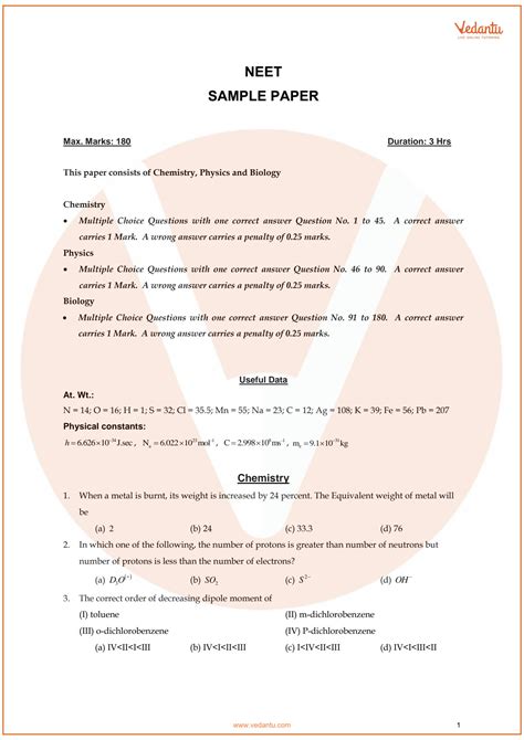 Neet Sample Paper