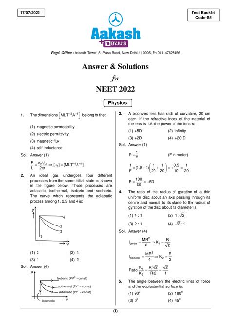 Download Neet Exam Paper Solution 