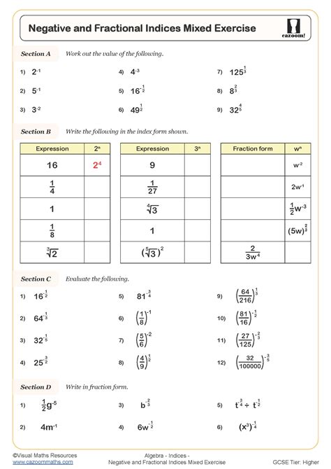 Negative And Fractional Indices Worksheet With Answers Teachwire Negative Fractions Worksheet - Negative Fractions Worksheet