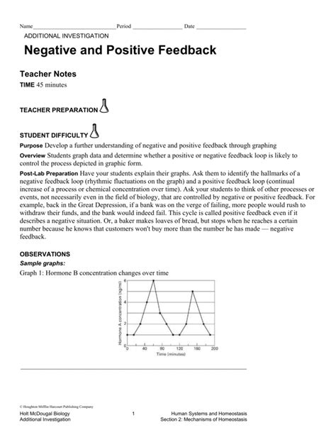 Negative And Positive Feedback Graphing Activity Background Positive And Negative Feedback Worksheet - Positive And Negative Feedback Worksheet