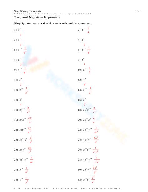 Negative And Zero Exponents Kuta Software