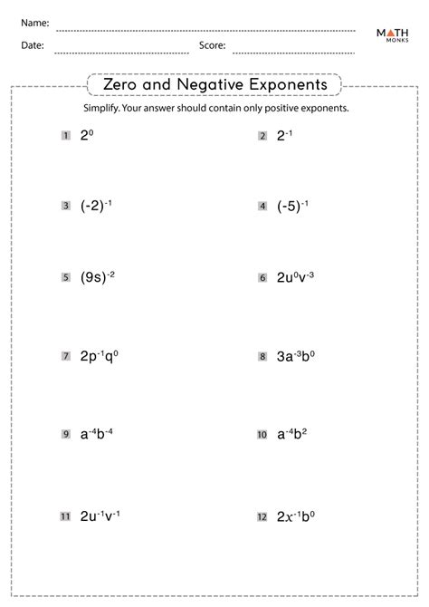 Negative Exponents And Zero Exponents Worksheet Education Com Zero Exponents Worksheet - Zero Exponents Worksheet