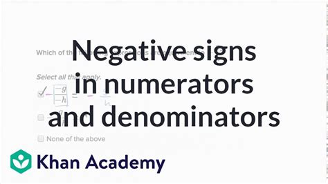 Negative Signs In Fractions Video Khan Academy Negative Fractions Worksheet - Negative Fractions Worksheet