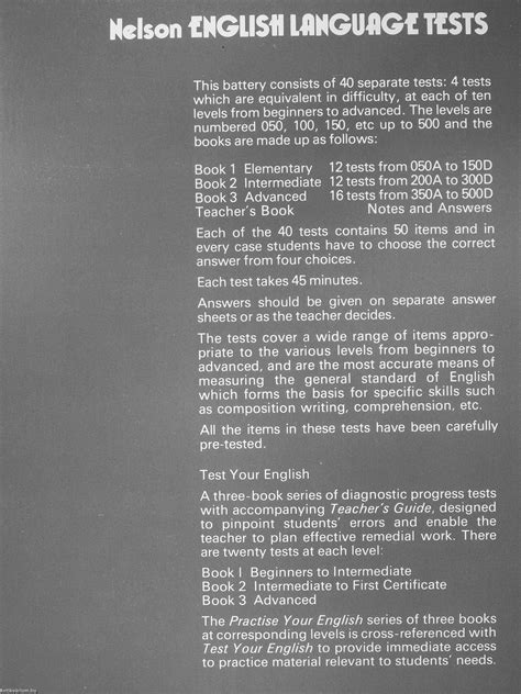 nelson english language tests
