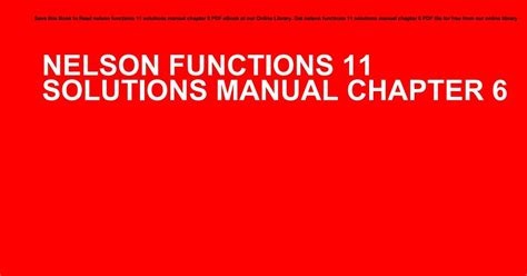 Read Nelson Functions 11 Solutions Chapter 6 