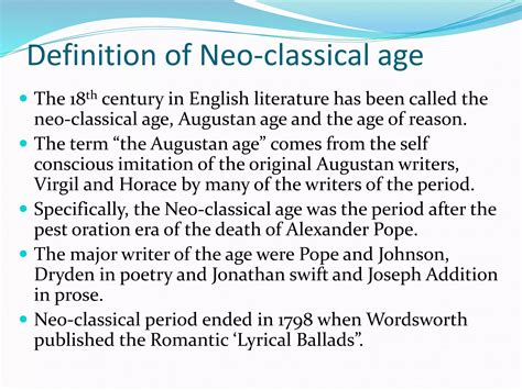 Neo Classical Age