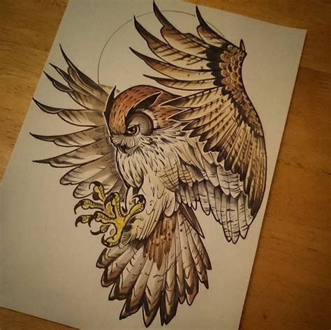 Neo Traditional Owl Drawing
