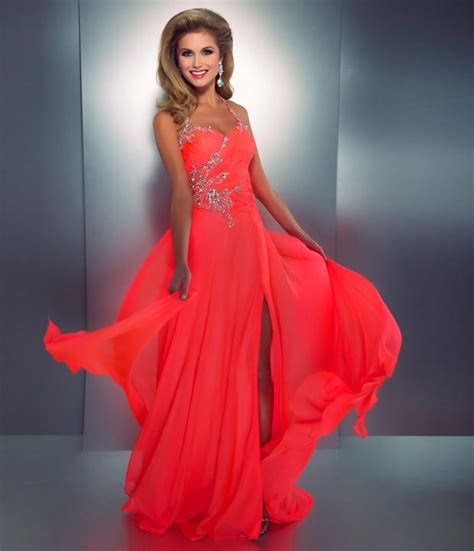 Neon Coral Prom Dresses 2014
