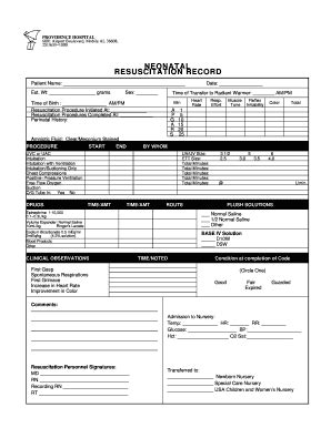 Neonatal Resuscitation Documentation Record