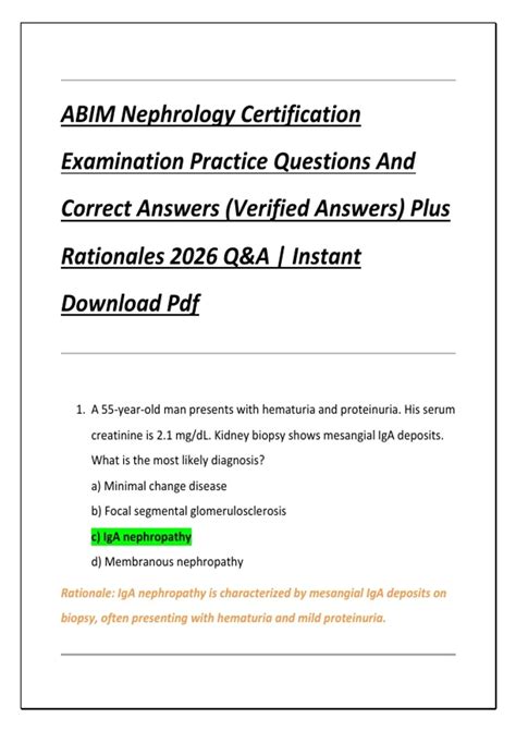Nephrology Board And Certification Practice Test