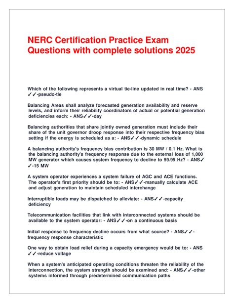 Full Download Nerc Certification Practice Exam 