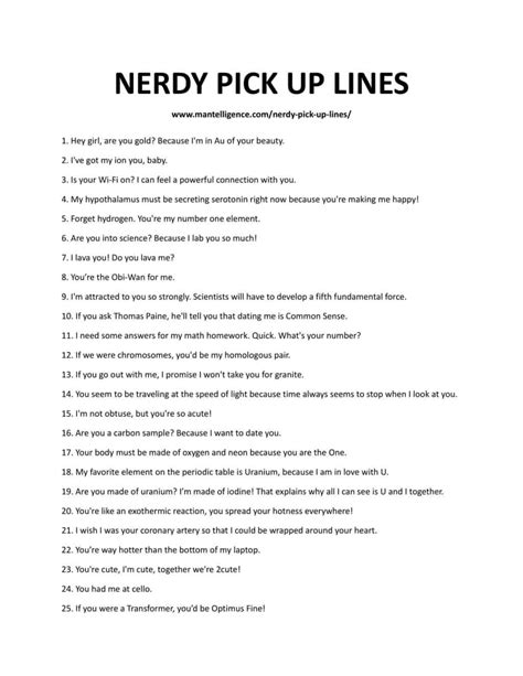 Nerdy Pick Up Lines