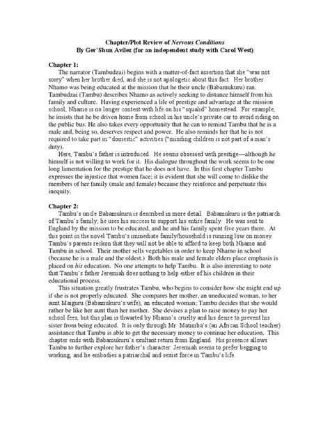 Nervous Conditions Plot Summary
