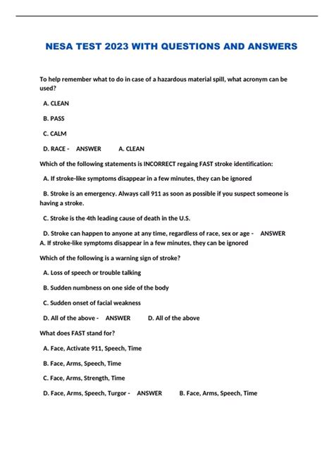 Nesa Multiple Choice