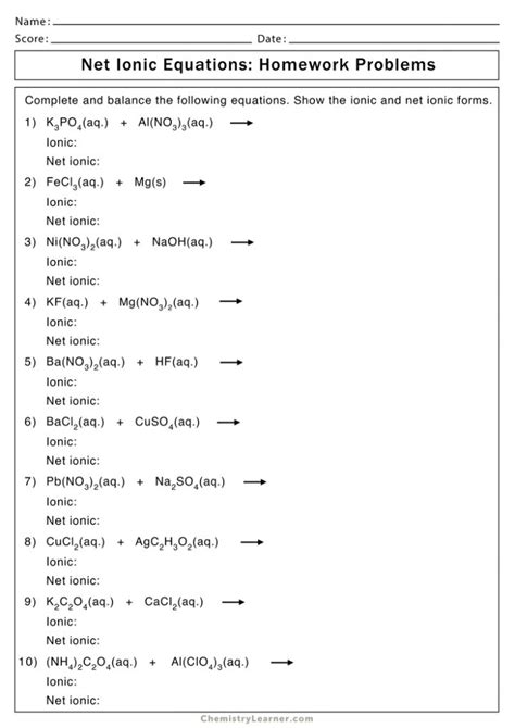 Net Ionic Equation Worksheets Free Printable Balancing Ionic Compounds Worksheet - Balancing Ionic Compounds Worksheet