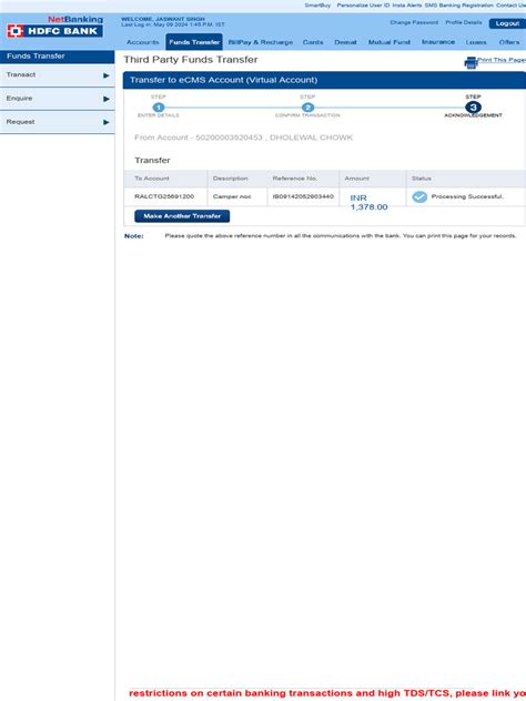 Netbanking H D F C