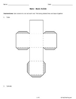 Nets Basic Solids Grade 4 Free Printable Tests Nets Of Solids Worksheet - Nets Of Solids Worksheet