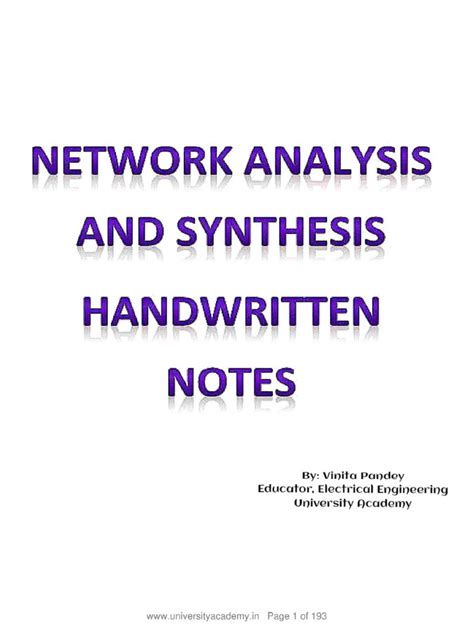 Network Analysis And Synthesis Notes
