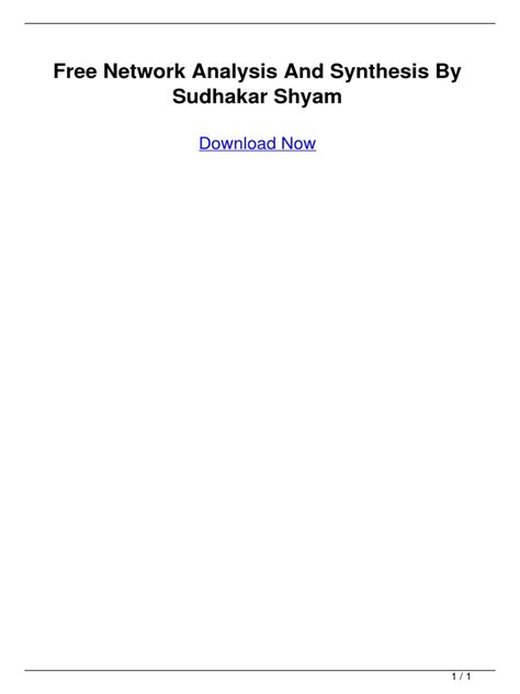 Network Analysis By Sudhakar Free Download