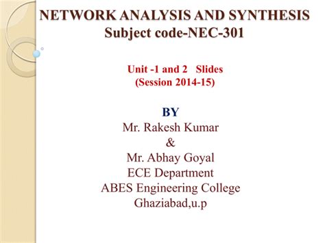 Network Analysis Subject Code 06es34 Resonance