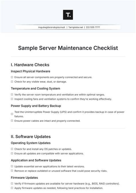 network daily maintenance checklist sample