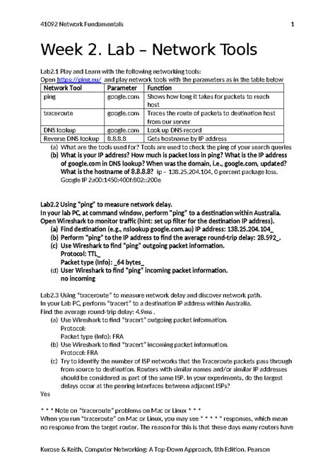 network fundamentals lab answers
