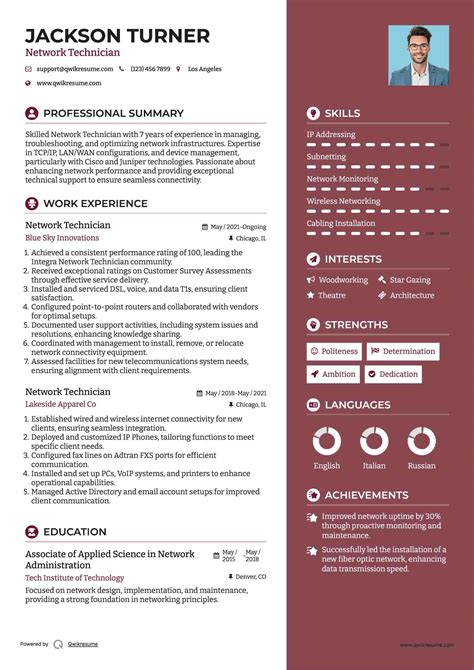 Network Technician Resume Sample